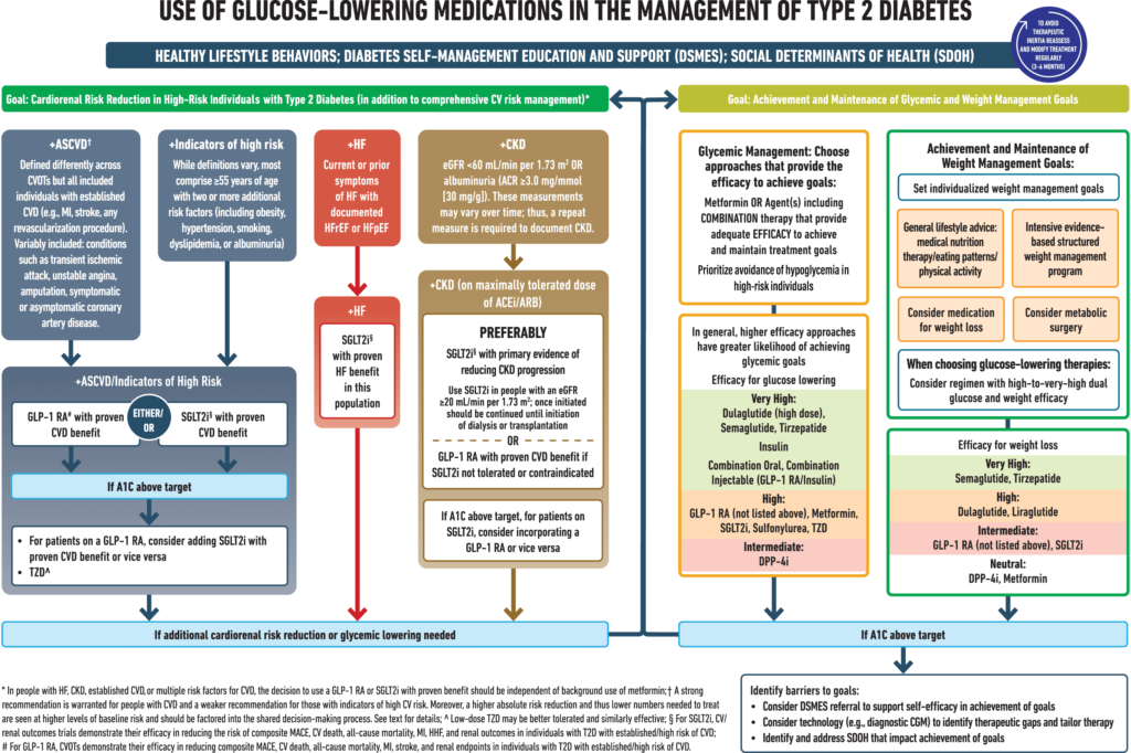 Use of glucose-lowering medications in the management of type 2 diabetes.